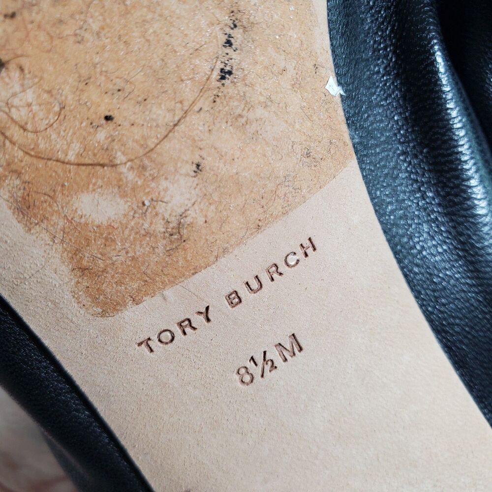 8.5 Tory Burch 55 MM Eddie Pump Chunky Block Heel Ballet Perfect Black Soft - Picture 9 of 10